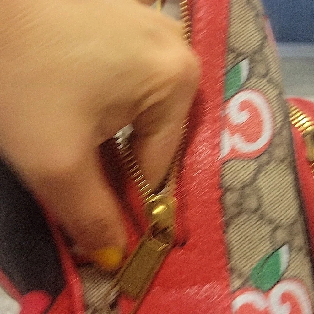 Gucci Red and Brown Apple Print Backpack - Picture 7 of 9